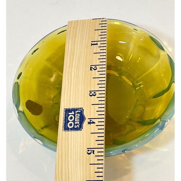 Vintage Murano Art Glass Camer MCM Yellow Blue Small Footed Bowl - Picture 13 of 15